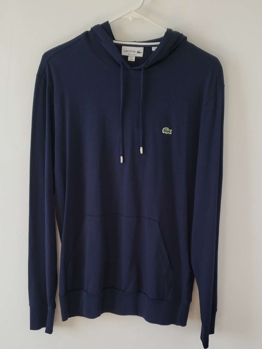 NWOT-Lacoste Mens Navy Long-Sleeve Hooded Pullover